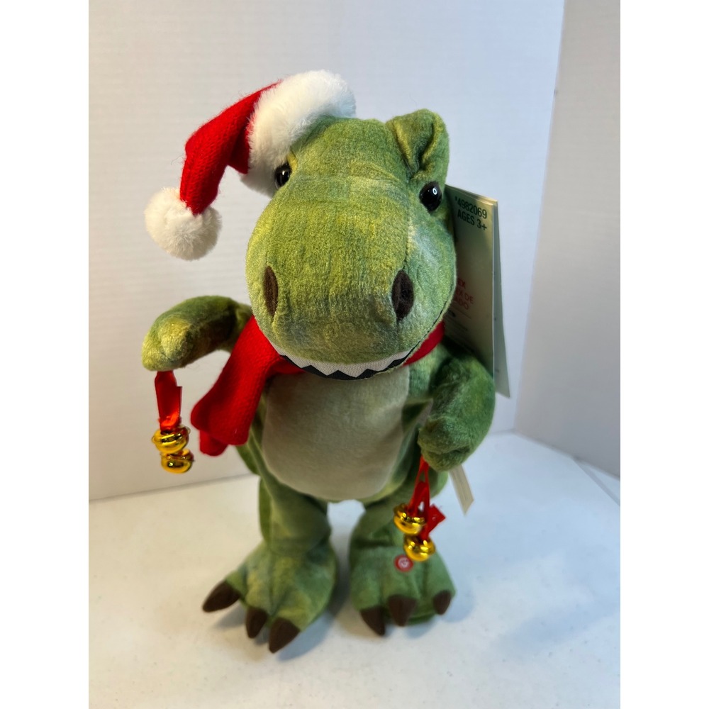 Holiday Living Animated Christmas T-Rex Dances Twist and Shout Jingle Bells 13in